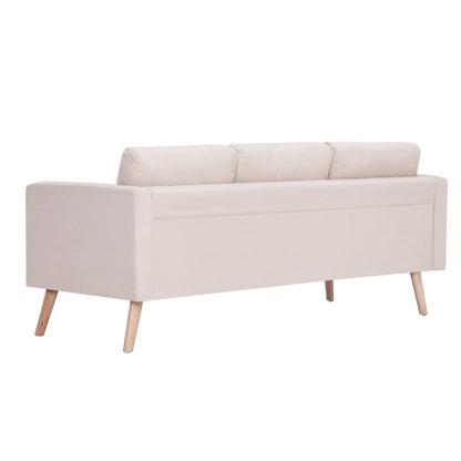 Sofá Pinhal - Conjunto de 2 Sofás - De 2 e 3 Lugares - Cor Creme - Em Tecido Suave, Estrutura em Madeira e Assento e Almofadas Densamente Acolchoadas - 116x70x73 cm / 168x70 x73 cm - Design Nórdico