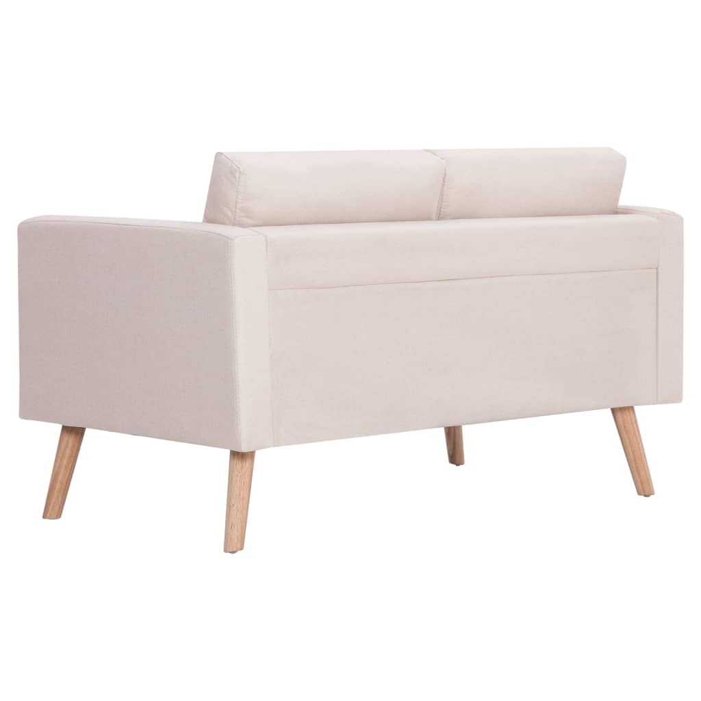 Sofá Pinhal - Conjunto de 2 Sofás - De 2 e 3 Lugares - Cor Creme - Em Tecido Suave, Estrutura em Madeira e Assento e Almofadas Densamente Acolchoadas - 116x70x73 cm / 168x70 x73 cm - Design Nórdico