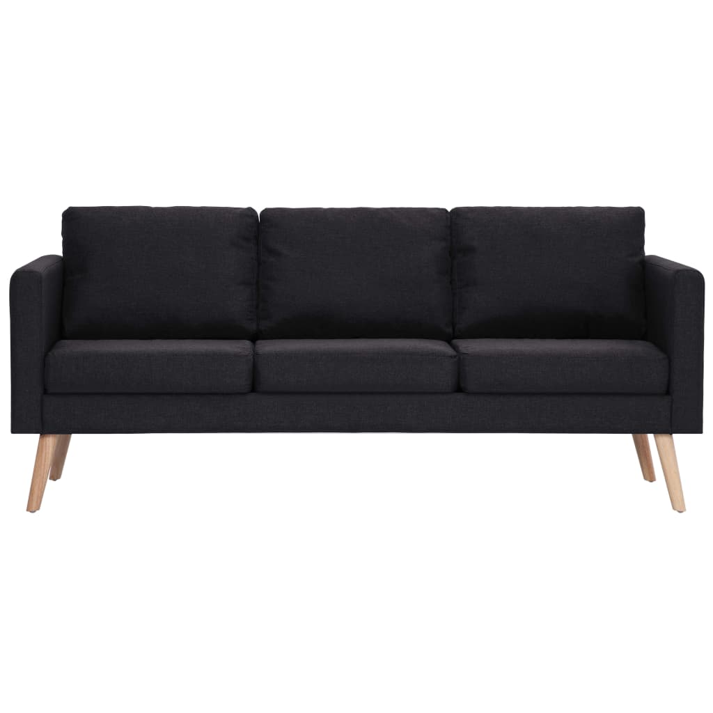 Sofá Pinhal - Conjunto de 2 Sofás - De 2 e 3 Lugares - Cor Preto - Em Tecido Suave, Estrutura em Madeira e Assento e Almofadas Densamente Acolchoadas - 116x70x73 cm / 168x70 x73 cm - Design Nórdico