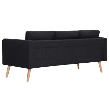 Sofá Pinhal - Conjunto de 2 Sofás - De 2 e 3 Lugares - Cor Preto - Em Tecido Suave, Estrutura em Madeira e Assento e Almofadas Densamente Acolchoadas - 116x70x73 cm / 168x70 x73 cm - Design Nórdico