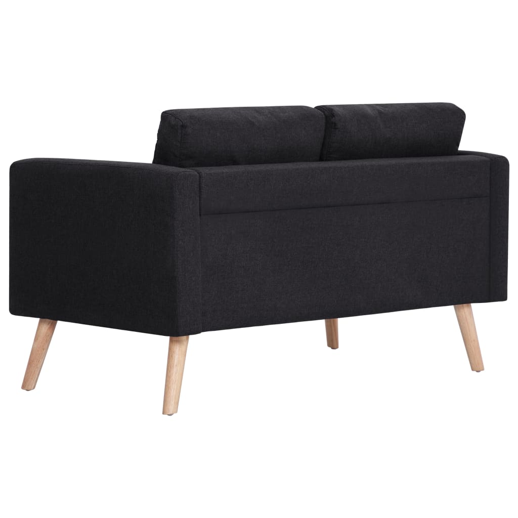 Sofá Pinhal - Conjunto de 2 Sofás - De 2 e 3 Lugares - Cor Preto - Em Tecido Suave, Estrutura em Madeira e Assento e Almofadas Densamente Acolchoadas - 116x70x73 cm / 168x70 x73 cm - Design Nórdico