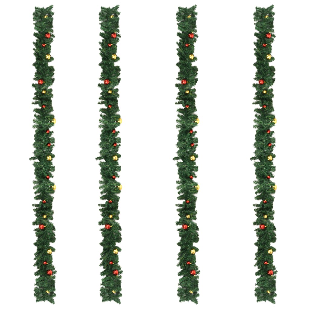 Grinalda de Natal com enfeites 4 pcs 270 cm PVC verde