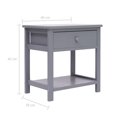 Mesa-de-cabeceira 40x29x42 cm madeira paulownia cinzento