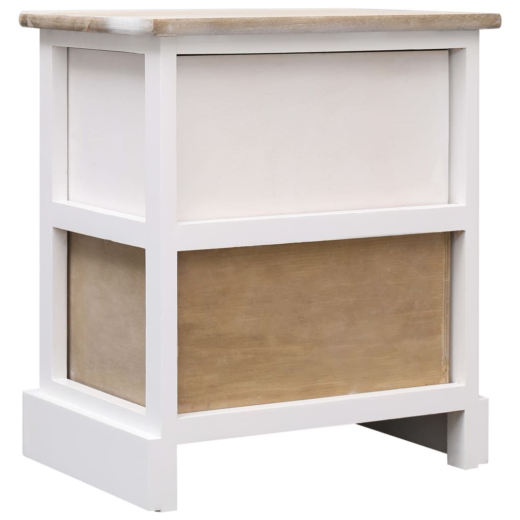 Mesa de cabeceira 38x28x45cm madeira paulownia branco e natural