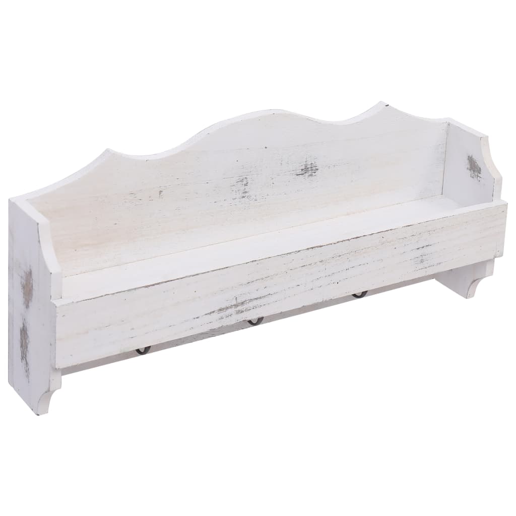 Cabide de parede 50x10x23 cm madeira branco