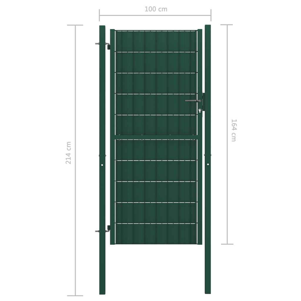 Portão de cerca 100x164 cm PVC e aço verde