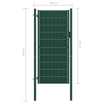 Portão de cerca 100x204 cm PVC e aço verde