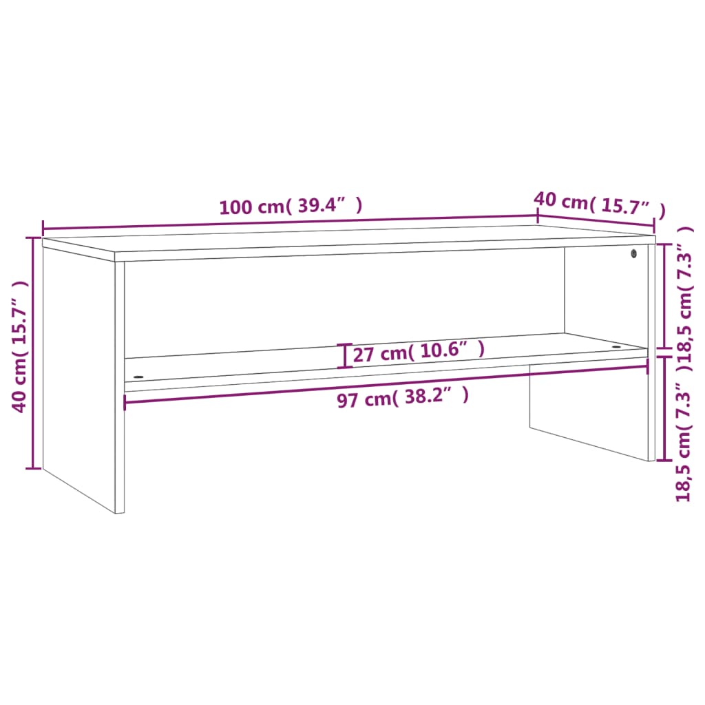 Móvel de TV 100x40x40 cm contraplacado branco