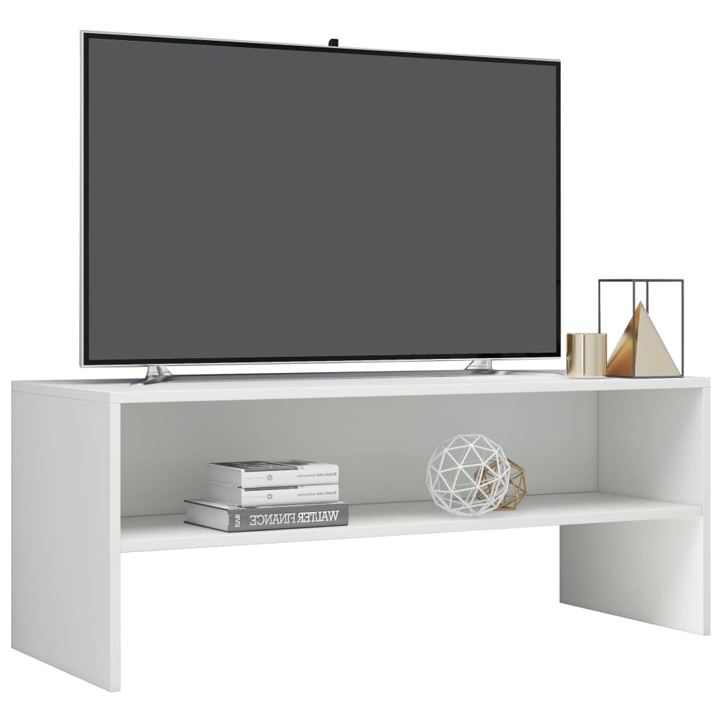 Móvel de TV 100x40x40cm derivados de madeira branco brilhante