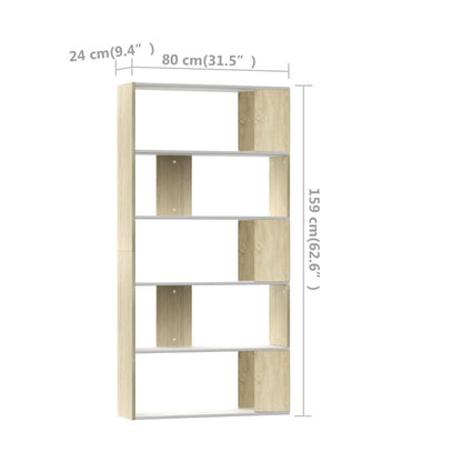 Estante/divisória 80x24x159cm branco e cor carvalho