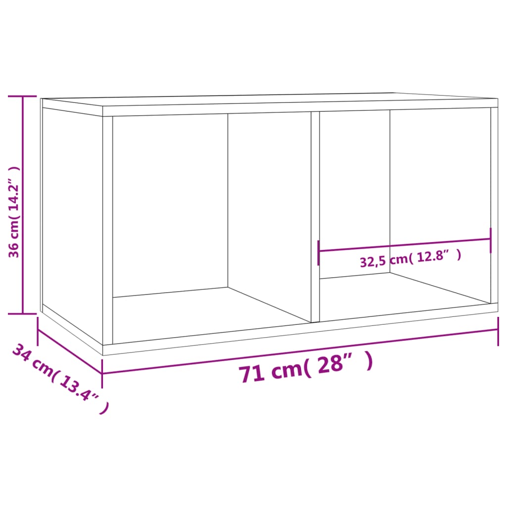 Caixa discos vinil 71x34x36 cm derivados madeira cinza cimento