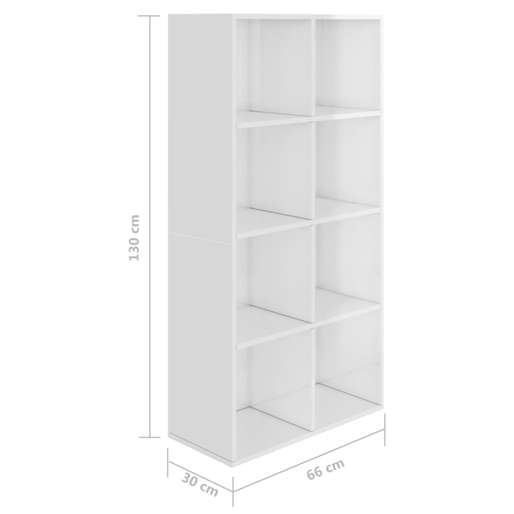 Estante/aparador 66x30x130 cm contraplacado branco brilhante