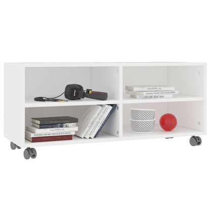 Móvel de TV com rodas 90x35x35 cm contraplacado branco