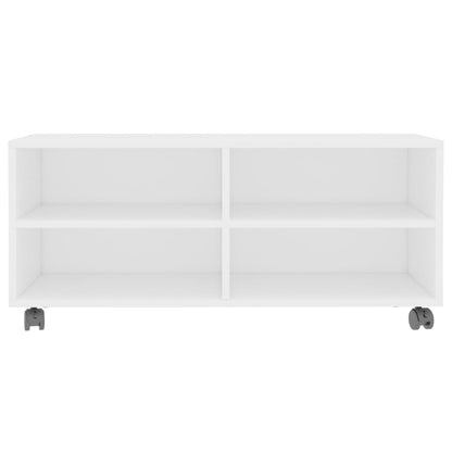 Móvel de TV com rodas 90x35x35 cm contraplacado branco