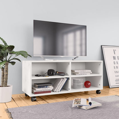 Móvel de TV com rodas 90x35x35 cm contraplacado branco