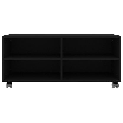 Móvel de TV com rodas 90x35x35 cm contraplacado preto