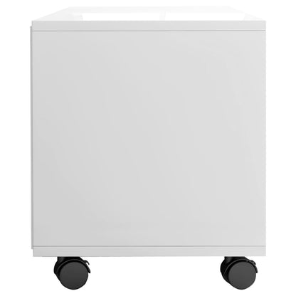 Móvel de TV com rodas 90x35x35cm contraplacado branco brilhante