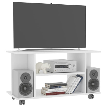 Móvel de TV com rodas 80x40x40 cm contraplacado branco