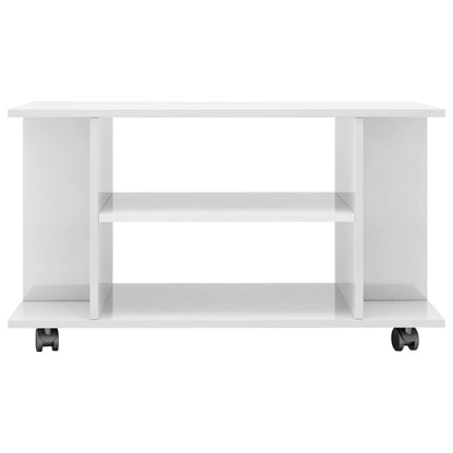 Móvel de TV com rodas 80x40x40cm contraplacado branco brilhante