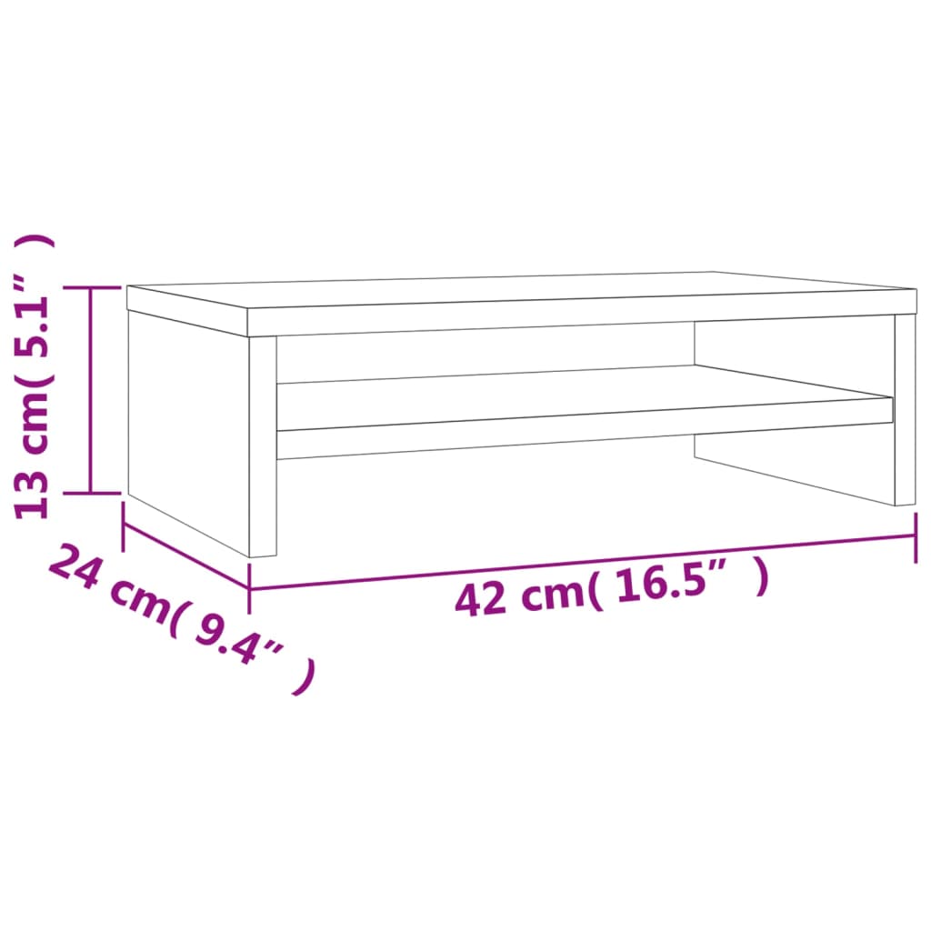 Suporte para Monitor com Prateleira de Arrumação de 42 cm - Carvalho