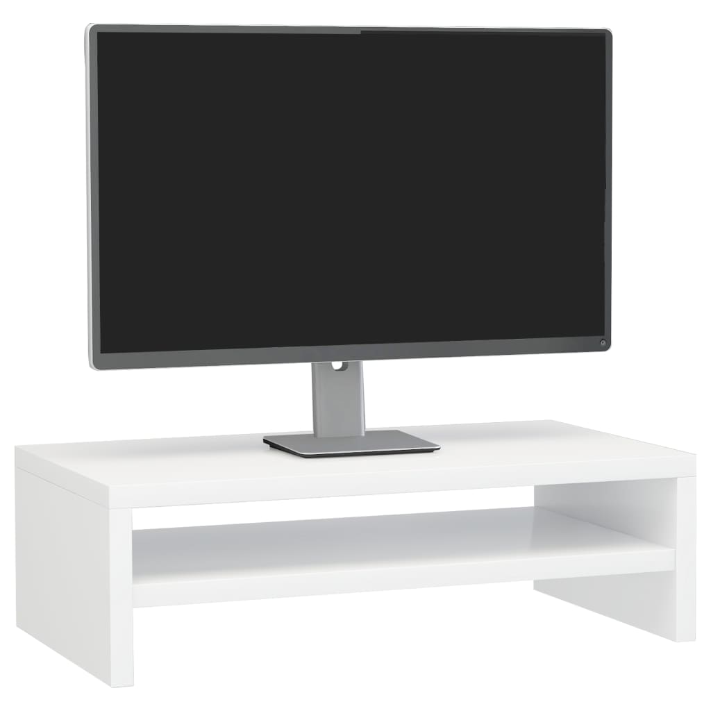 Suporte para Monitor com Prateleira de Arrumação de 42 cm - Branco Brilhante