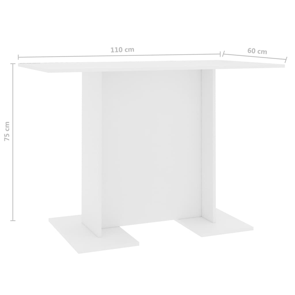 Mesa de jantar 110x60x75 cm contraplacado branco