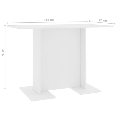 Mesa de jantar 110x60x75 cm contraplacado branco