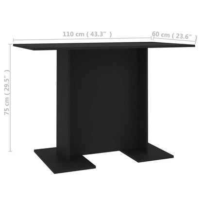 Mesa de jantar 110x60x75 cm contraplacado preto