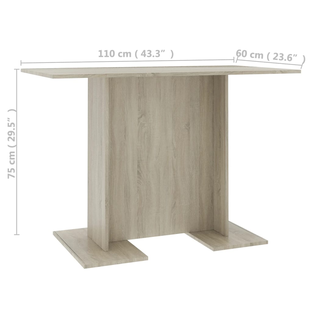 Mesa de jantar 110x60x75 cm contraplacado carvalho sonoma