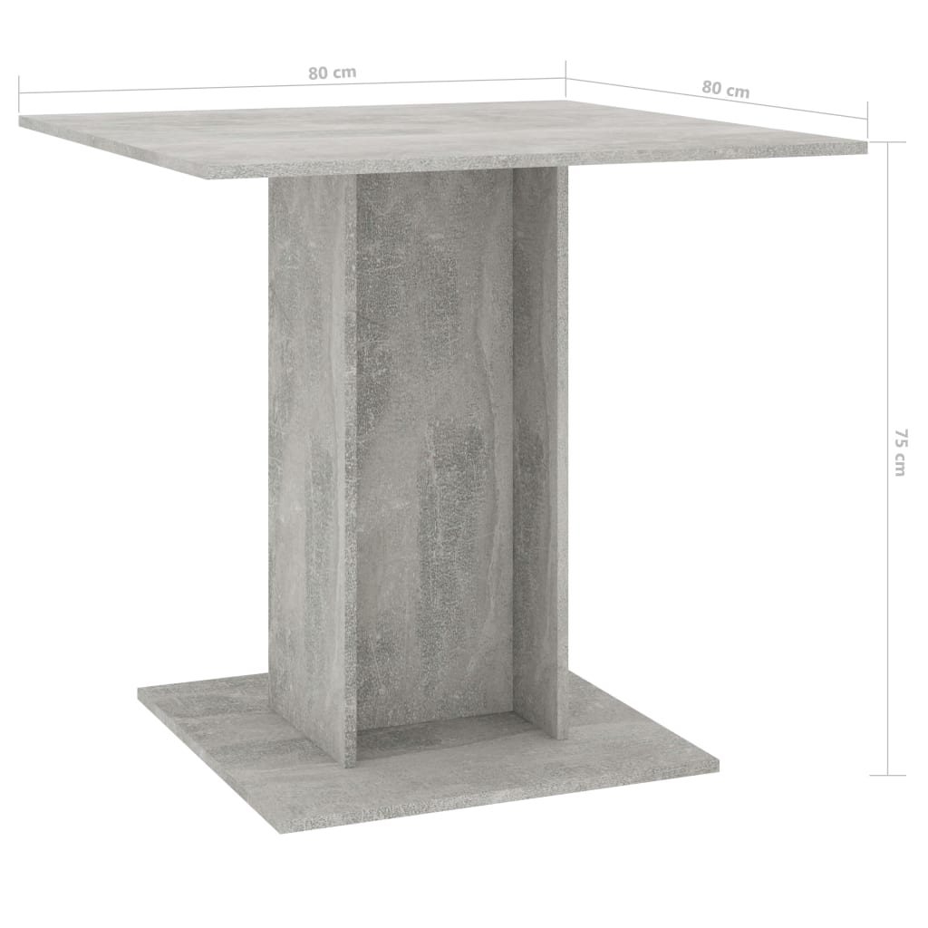 Mesa de jantar 80x80x75 cm contraplacado cinzento cimento