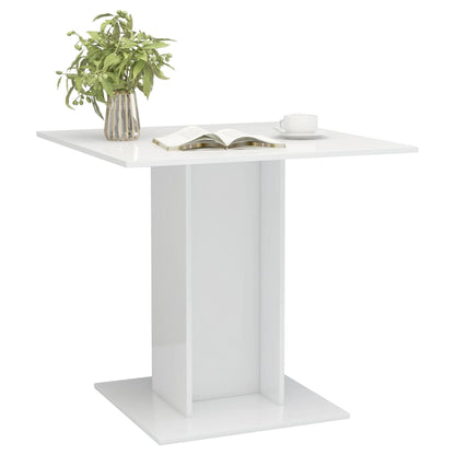 Mesa de jantar 80x80x75 cm contraplacado branco brilhante