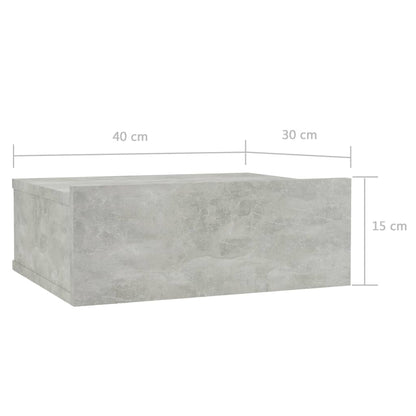 Mesa cabeceira suspensa 40x30x15cm contrapl. cinzento cimento