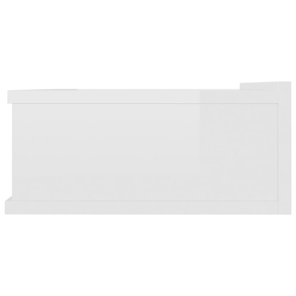 Mesa de cabeceira suspensa 2 pcs 40x30x15 cm branco brilhante