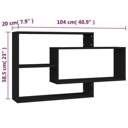 Prateleiras de parede 104x20x58,5cm contraplacado preto