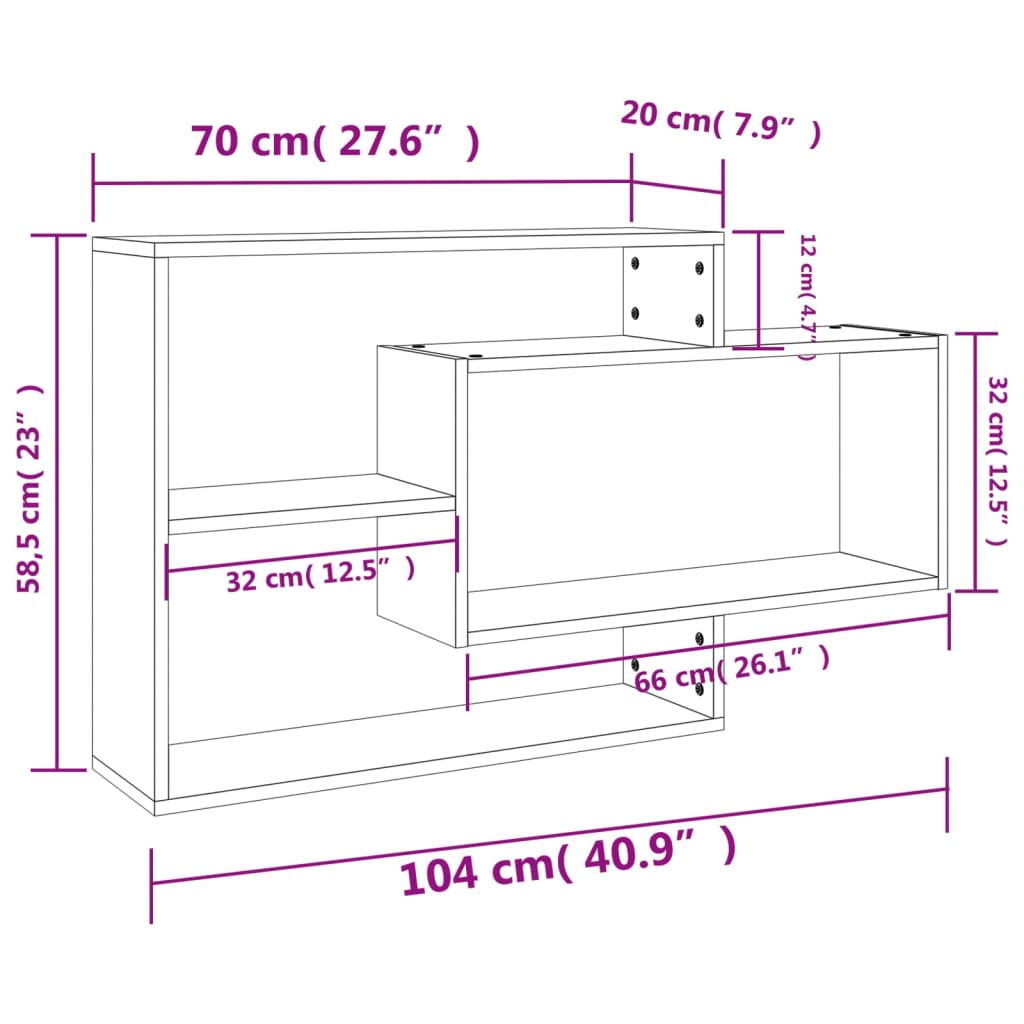 Prateleiras parede 104x20x58,5cm contraplacado carvalho sonoma