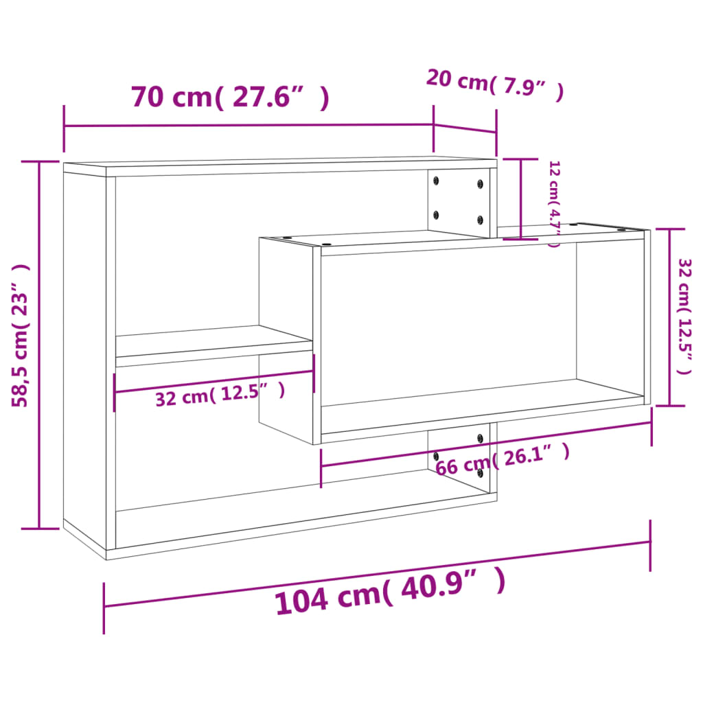 Prateleiras parede 104x20x58,5cm contraplacado cinzento cimento