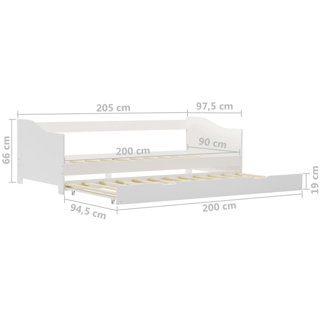 Estrutura sofá-cama de puxar madeira de pinho 90x200 cm branco