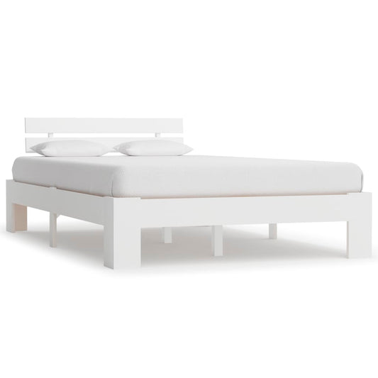 Estrutura de cama com cabeceira 140x200 cm pinho maciço branco