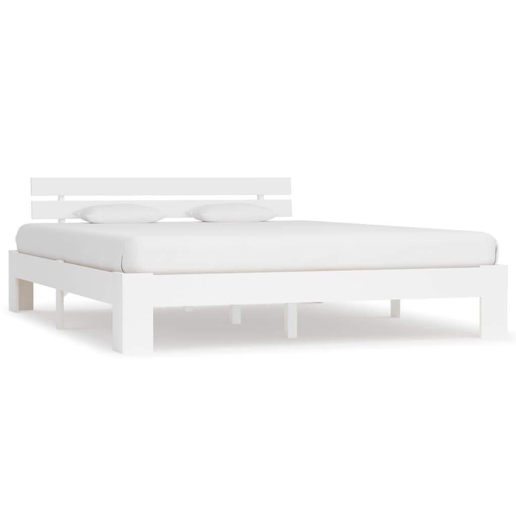 Estrutura de cama com cabeceira 160x200 cm pinho maciço branco