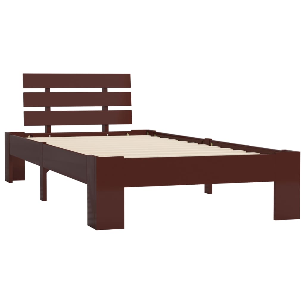 Estrutura de cama 90x200 cm pinho maciço castanho-escuro