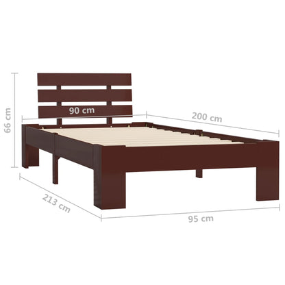 Estrutura de cama 90x200 cm pinho maciço castanho-escuro