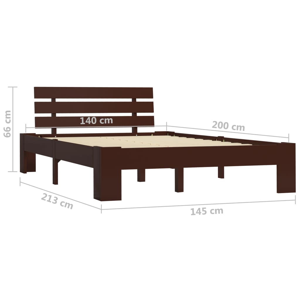 Estrutura de cama 140x200 cm pinho maciço castanho-escuro