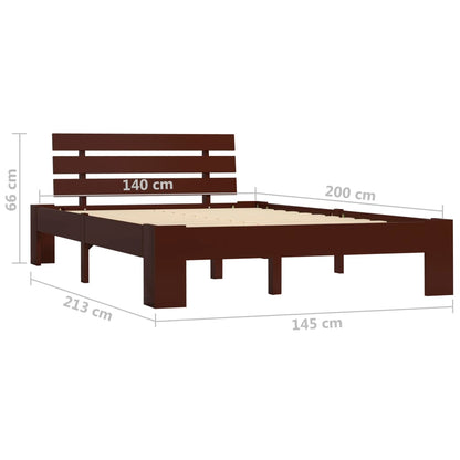 Estrutura de cama 140x200 cm pinho maciço castanho-escuro