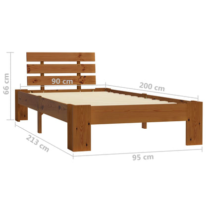 Estrutura de cama 90x200 cm pinho maciço castanho mel