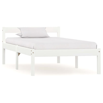 Estrutura de cama 90x200 cm madeira pinho maciço branco