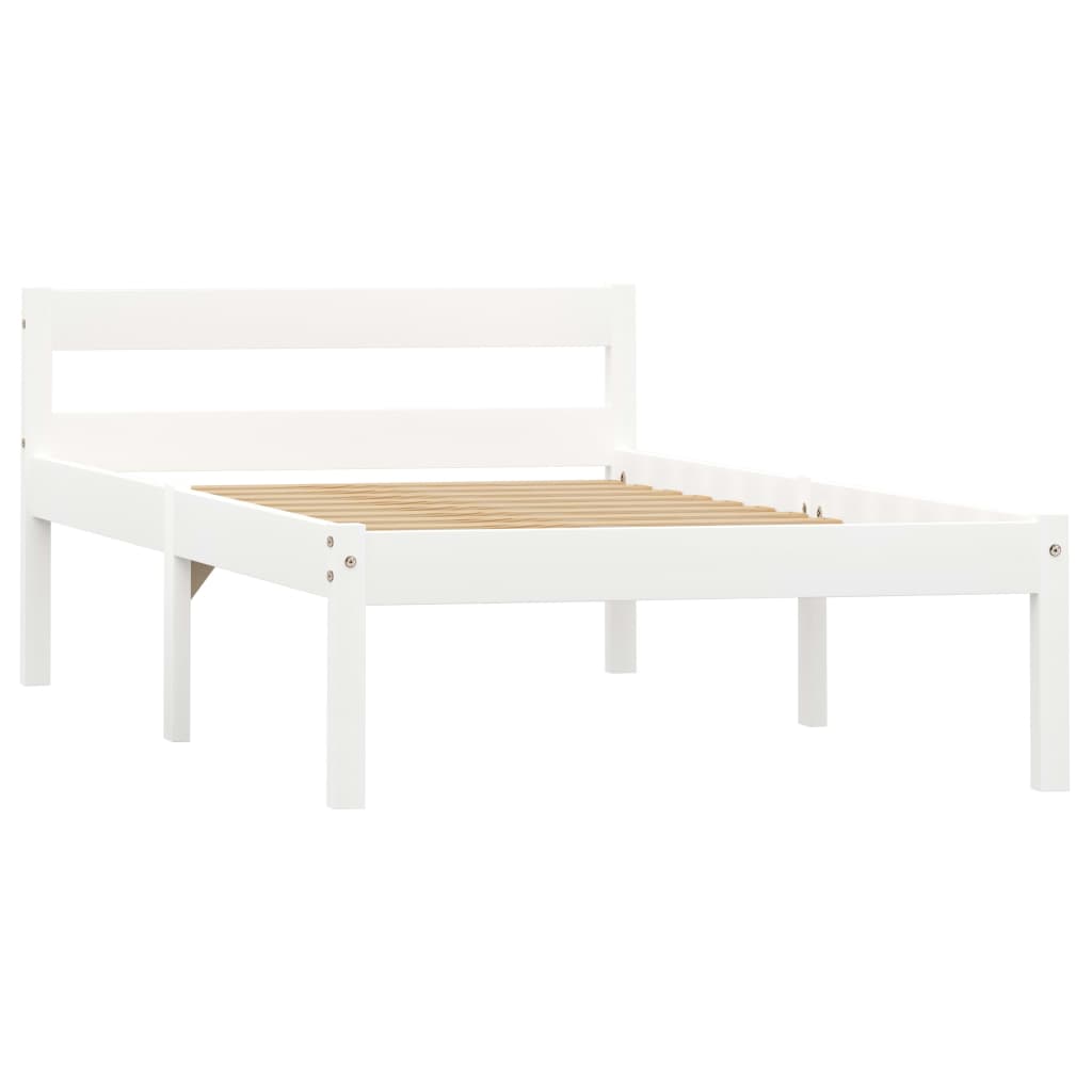 Estrutura de cama 90x200 cm madeira pinho maciço branco