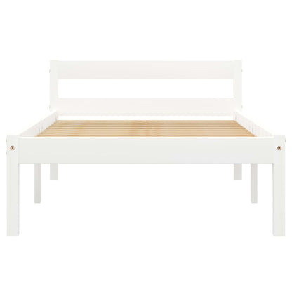 Estrutura de cama 90x200 cm madeira pinho maciço branco