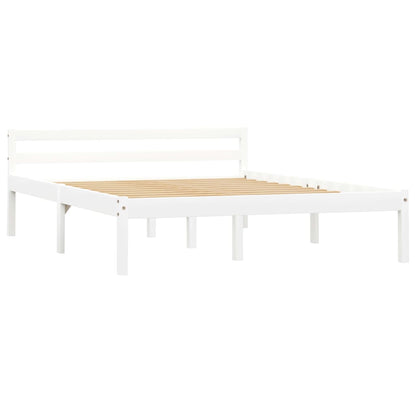 Estrutura de cama 140x200 cm madeira pinho maciço branco