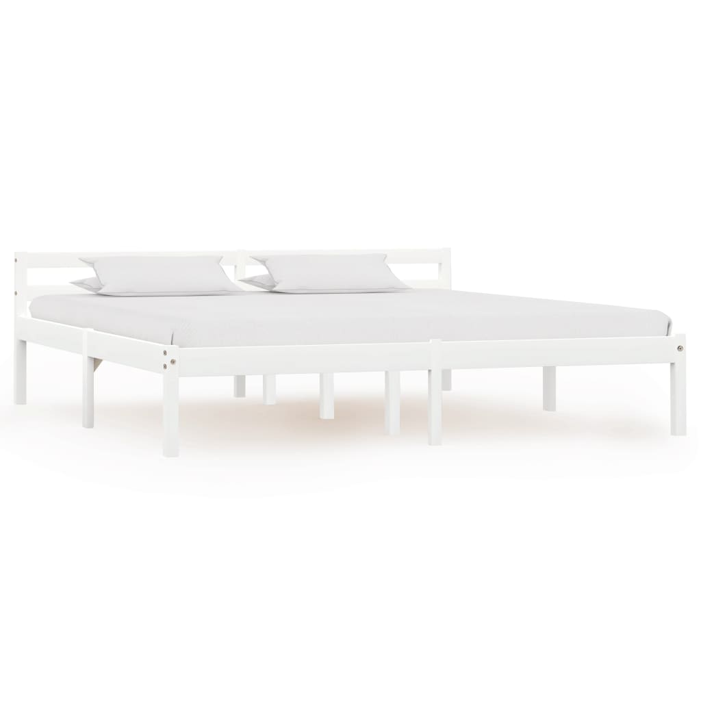 Estrutura de cama 160x200 cm madeira pinho maciço branco