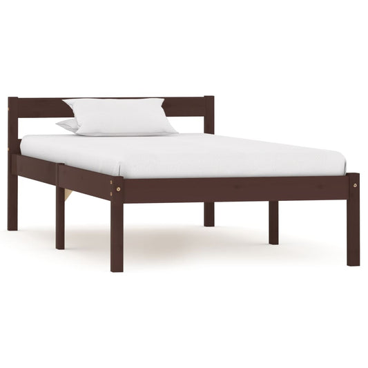 Estrutura de cama 90x200 cm pinho maciço castanho-escuro